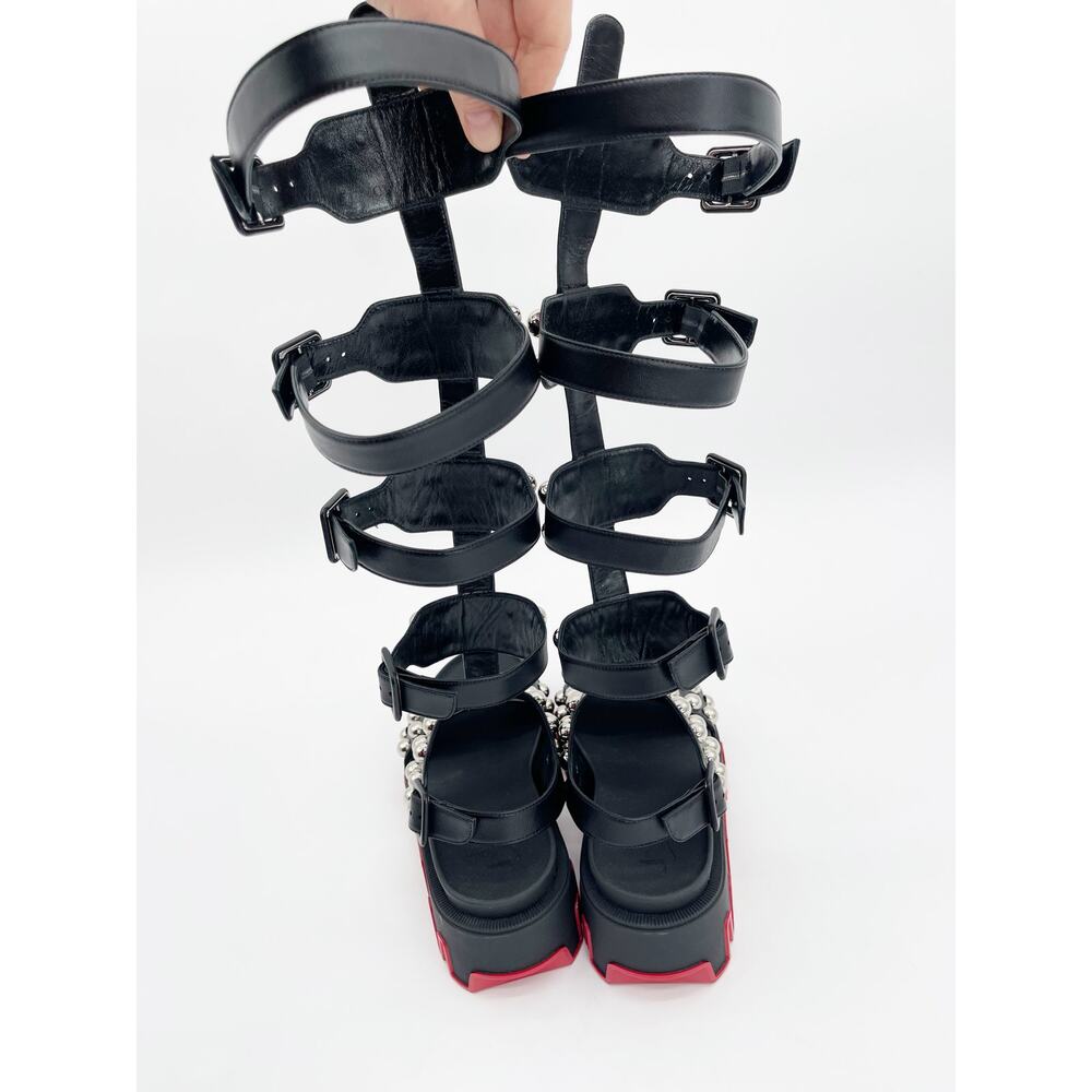 Christian Louboutin Gladiadune Black Studded Gladiator Lug Sole Sandals EU 36 - Picture 6 of 11